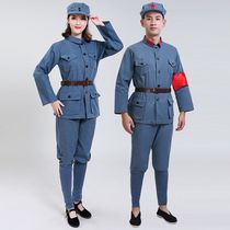 Adult Red Army performance costumes cotton and linen anti-war military uniforms New Fourth Army dance clothes chorus men and womens Eighth Route Army suit