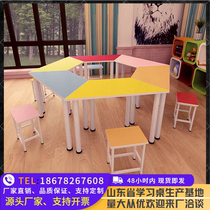 Student ladder table Art Table Painting Table See Table Hexagonal Table Color Combination Table Fan Table Six - edged Table