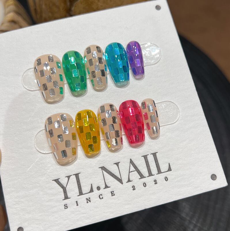 【Yl.Nail Summer Entry Pass】Purely Handmade Nail Pieces with Trendy Niche Colorful Sequins and Mosaic Design