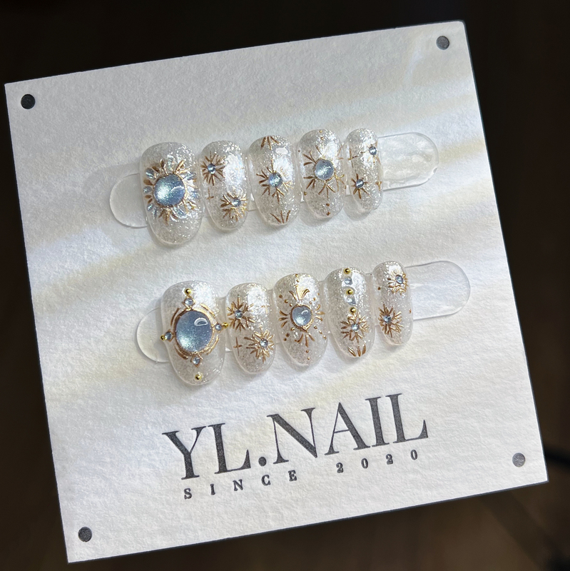 【Yl.Nail Cretaceous Star Chart】Handmade Nail Art ins Unique Hand-Painted Totem Cool Silver Wearable Nails 【Yl.Nail Cretaceous Star Chart】Handmade Nail Art ins Unique Hand-Painted Totem Cool Silver Wearable Nails