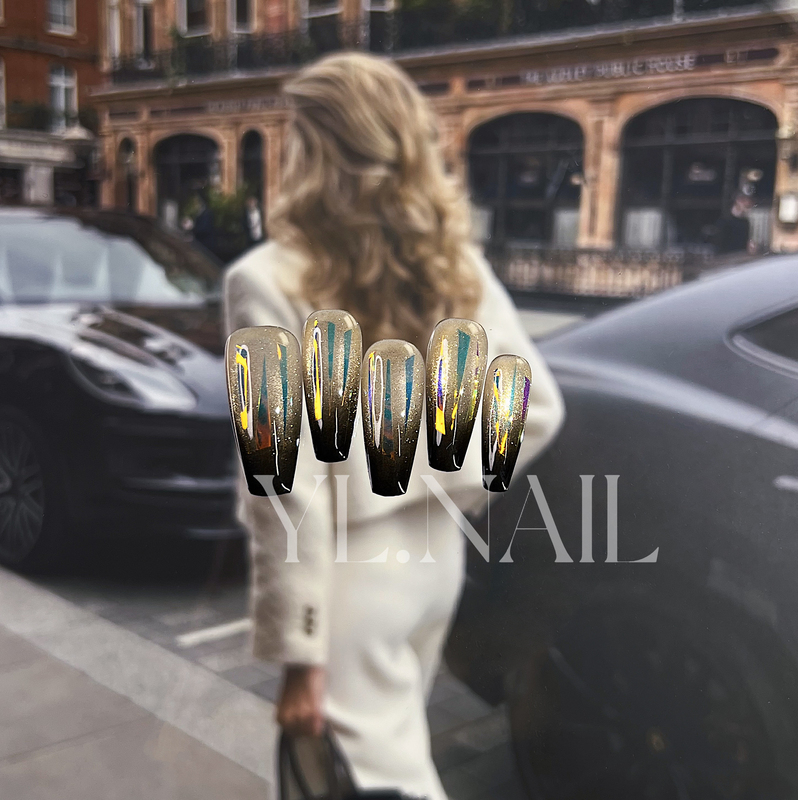 【Yl.Nail Aurora Hunter】Handmade Nail Tips ins Unique High-End Gradient Cat Eye Aurora Press-On Nails