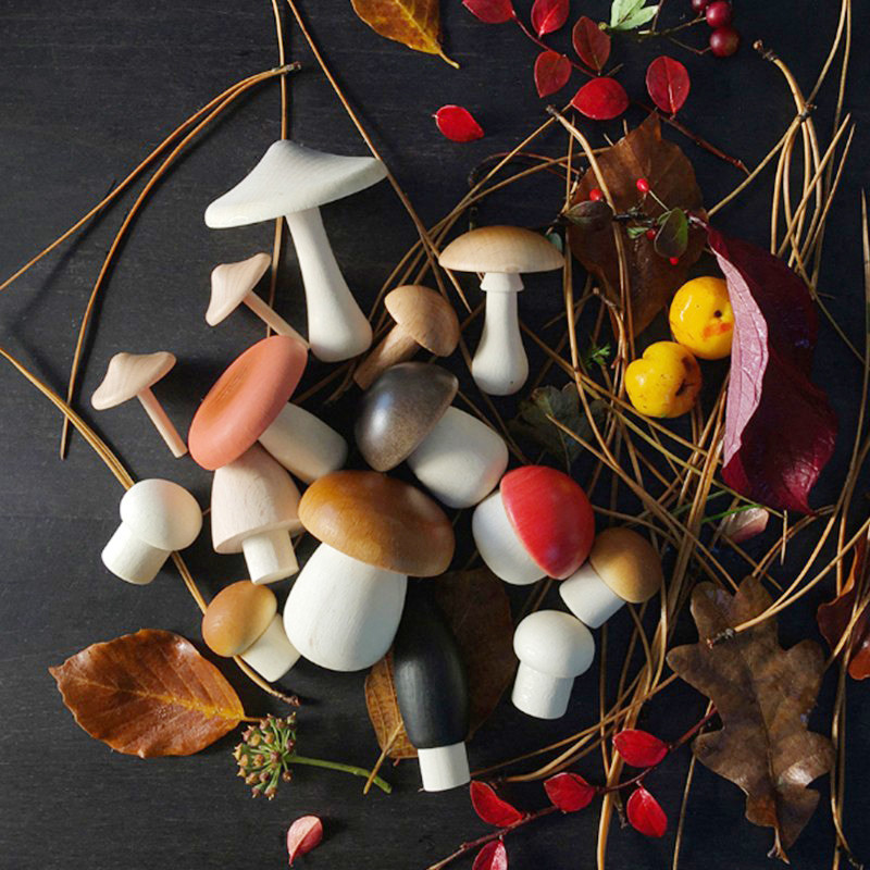 Wooden simulation mushroom model toy living room TV cabinet decoration ornaments children play house wooden photography props