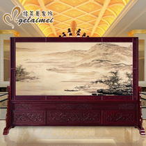 Solid wood custom Chinese screen partition living room landscape painting hall hotel office company carving porch seat screen