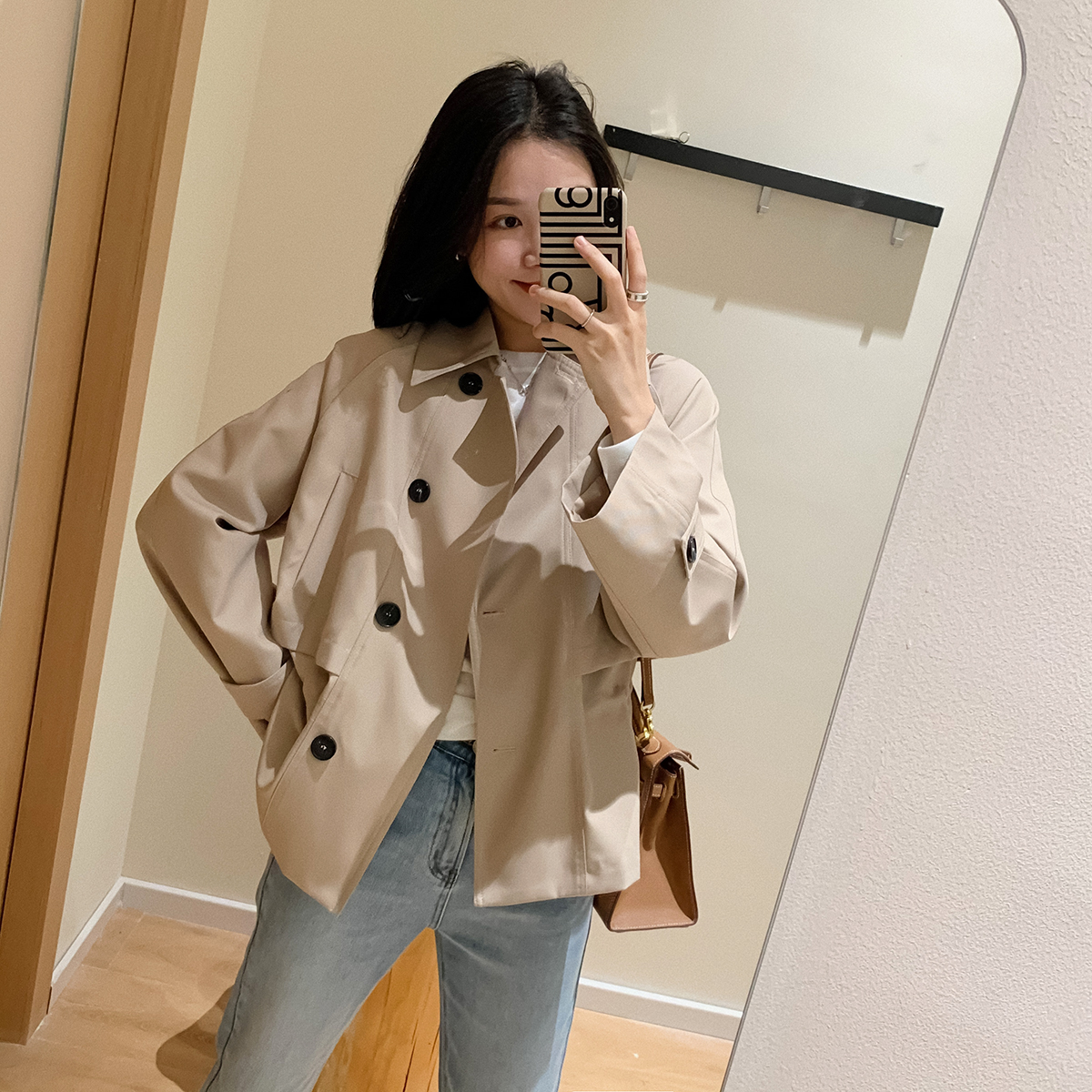 Big Bite Homemade 2022 Easy 100 Hitch Coat Temperament Cashew Two Wear Inclined Buttons Short Small Subwindsuit Woman