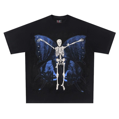 Butterfly, ретро скелет с бабочкой, в американском стиле, свободный крой