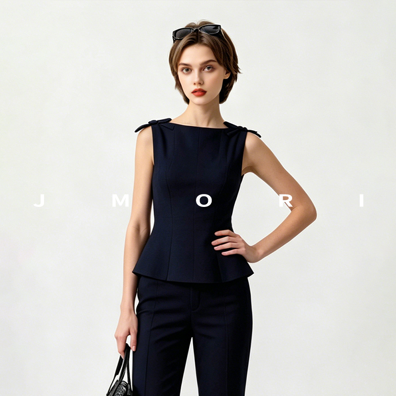 I Jmori Jianmo Off-Shoulder 70% Acetate Tank Top for Women 2026 Summer New Korean Style Waist-Cinching Top