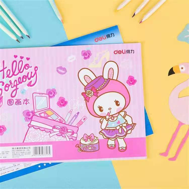 Full 29 Deli 7717 picture book A4 drawing book student sketch book drawing book 20 sheets of blue pink