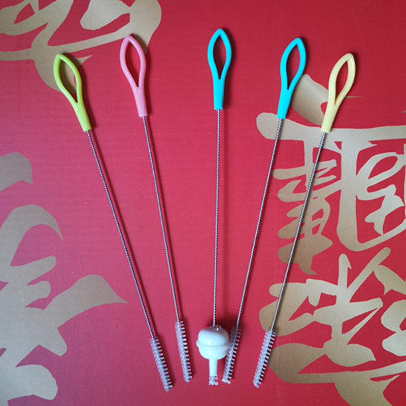 Baby kids thermos cup water cup bottle cup brush pacifier brush straw brush with handle slender hook candy color recommended