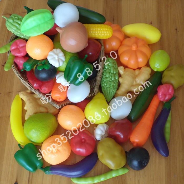 Children's Play House Toys Simulation Food Baby Cognition Fruits and Vegetables Kindergarten Educational Toys 59 Pieces Set