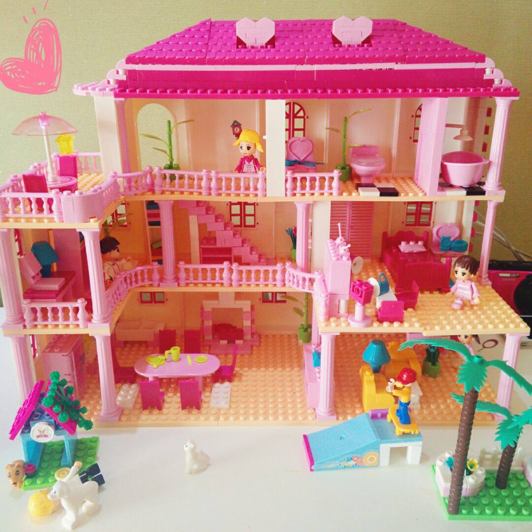 Girl building block toy small grain family model assembled suitable house children 3-10 year old girl building blocks
