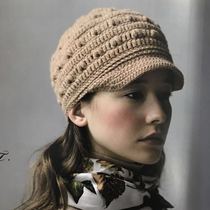 Peruvian imported baby alpaca line pure wool hand-knitted hat with edge knitted hat woolen hat crocheted hat