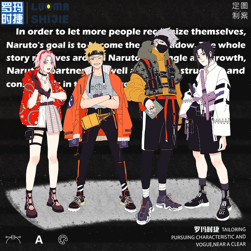 Men's Autumn Hoodie with Hood, Naruto and Sasuke Collaboration Street Style Jacket, Men's Hoodie for Autumn and Winter