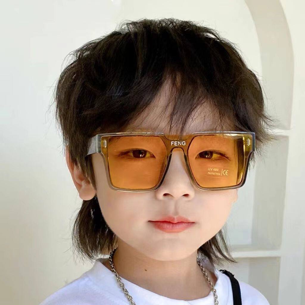 Han Prints Sunglasses Boy Children Sun Glasses Tide Cool Fashion Trends Boy Street Dance Walk Show Anti-UV Glasses-Taobao