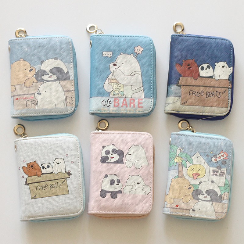 Japanese cute bear small fresh cartoon cute small simple girl wallet short zipper coin purse ins