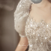 Lan Stars Wedding Dress 2022 New Brides Wedding Palace Wind Superior Temperament Two Wear Bubble Sleeves Big Trailing Summer