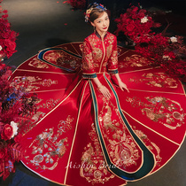 The jade disc show and the 2022 new brides are married to the wine and the Chinese style of the Chinese wedding dress has a thin summer