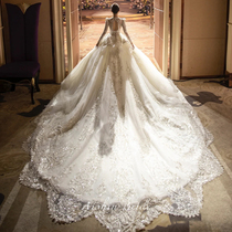 Tender Paris Long sleeves main wedding dress 2022 new brides advanced French style retro wedding gown with big trailing spring