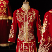 Tang Tang Sheng silk suede show and suit 2022 new brides Chinese dragon and vest wedding toast to the womens comeback and winter