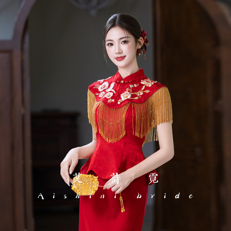 Aishini's New Chinese-Style Engagement Dress Cheongsam 2026 New Model Toast Dress Wedding Bride Women's Suit Aishini's New Chinese-Style Engagement Dress Cheongsam 2026 New Model Toast Dress Wedding Bride Women's Suit