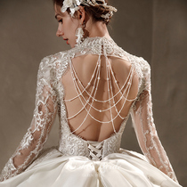 Purly wedding dress 2022 new bridal style palace windy high end luxury temperament big trailing winter long sleeves