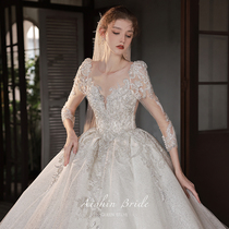 < one thousand RIPPLES > main wedding dress 2022 new brides advanced senses Heavy trailed method Temperament Palace Winter Long Sleeves