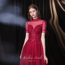 Epic neon Red makeup Bride Toast 2022 new engagement Temperament Dinner High-end Gown Light Extravagant Summer