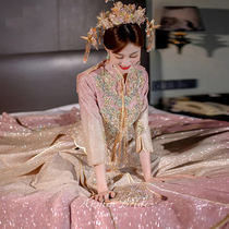 Pink show and suit 2022 new brides toast with pink Chinese-style wedding retro for a lean summer