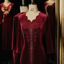 Cred Rhombus qipao 2022 new Heineken moms Mothers dress Wedding Banquet Gown Toast to the atmosphere for the fall