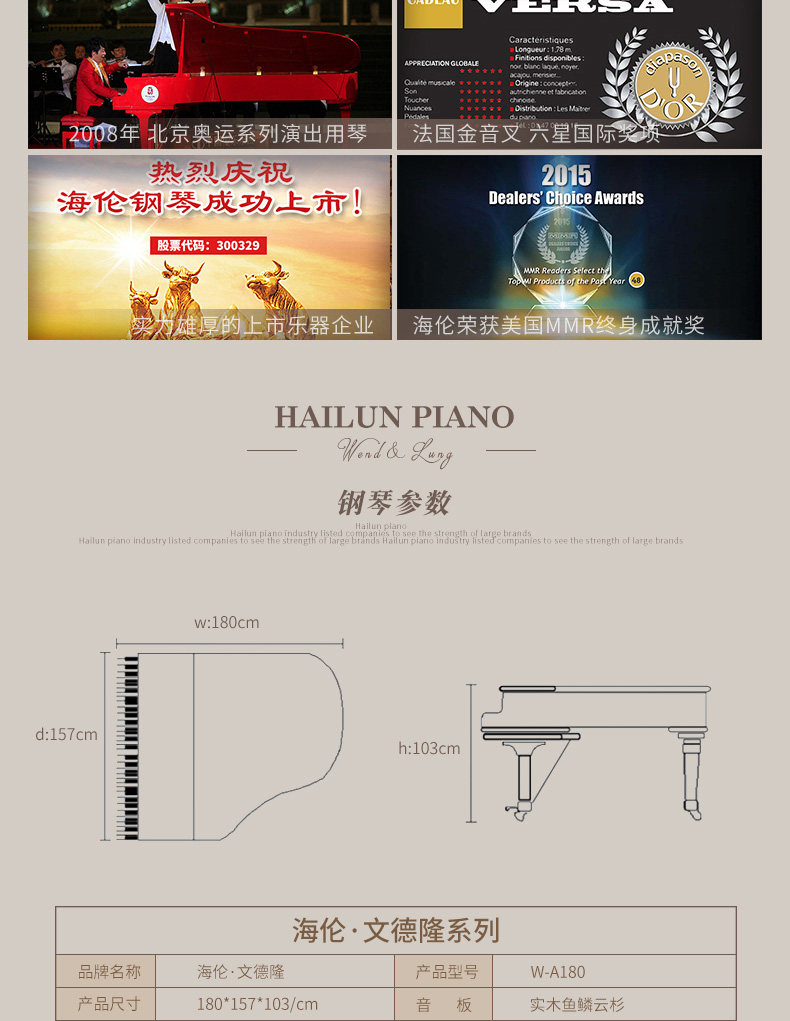Helen Wendelong grand piano W-A180 đàn piano chơi gỗ chuyên nghiệp mới 	giá 1 đàn piano	