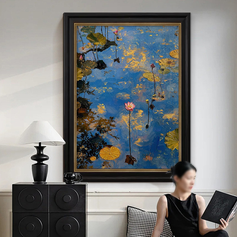 French-Style Textured Hand-Painted Oil Painting, Vintage-Style Decorative Painting for Living Room, Artistic Wall Art for Entryway, Abstract Lotus Painting for Sofa Wall French-Style Textured Hand-Painted Oil Painting, Vintage-Style Decorative Painting for Living Room, Artistic Wall Art for Entryway, Abstract Lotus Painting for Sofa Wall