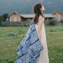 Dream horse blue shawl Yunnan Zdyeing ethnic wind scarves multifunctional warm sunscreen oversize cloak