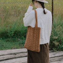 Dream Matu Winter Day Ensemble Single Shoulder Bag Daily Carry Knit Diagonal Satchel Art Retro Bag Womens Department 100 lap