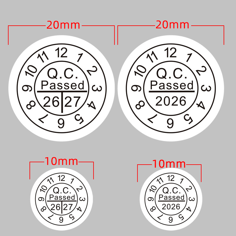 In-Stock Certificate, 2cm Qc Pass Label, Year Month Date Qc Round Adhesive Sticker