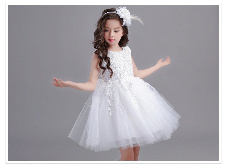 Trẻ em váy công chúa váy bé gái fluffy sinh nhật hoa cô gái trắng che mặt mùa hè cô gái nhỏ chủ trang phục cửa hàng quần áo trẻ em
