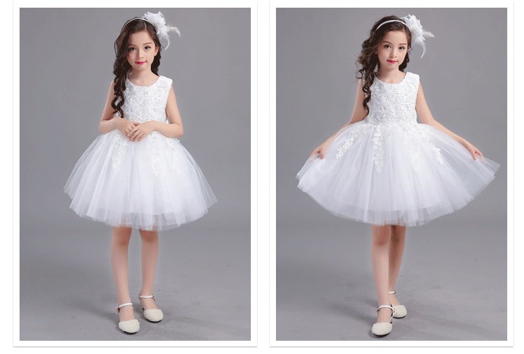 Trẻ em váy công chúa váy bé gái fluffy sinh nhật hoa cô gái trắng che mặt mùa hè cô gái nhỏ chủ trang phục cửa hàng quần áo trẻ em