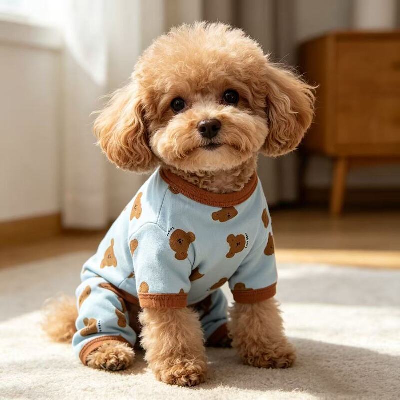 Small Dog Spring and Autumn Four-Legged Clothing, Elastic Spring and Autumn Loungewear, Teddy, Bichon, Schnauzer Pet Thin Puppy Pajamas