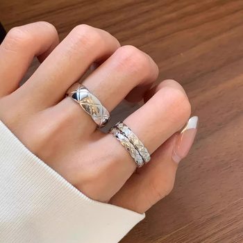 Correct Version of the Chanel-Style Cococruch Diamond-Pattern Ring for Women, 18K Rose Gold Classic Wide Ring, Same Style as Jennie