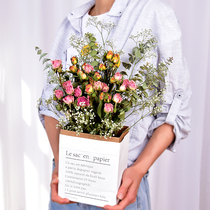 English Kraft paper bag dried flower bouquet rose forget-me-not star sunflowers birthday creative gift Valentines Day