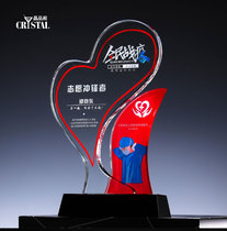 Anti-epidemic crystal trophy custom-made epidemic medal anti-epidemic medical care volunteer souvenir color printing lettering