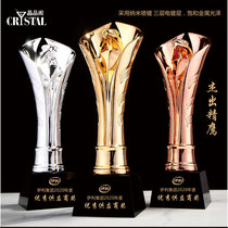 Resin trophy custom custom creative metal crown five-pointed star crystal trophy production annual award souvenir