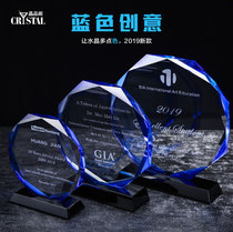 New Creative Blue Crystal Trophy Medals Customized Honor Licensee Licensee