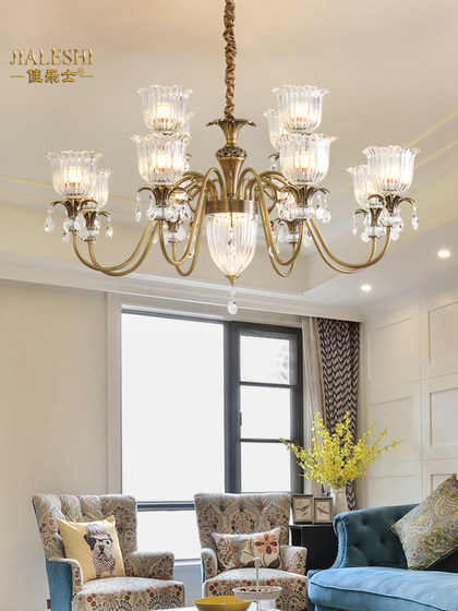 New American-Style All-Copper Chandelier for Living Room, French-Style Minimalist Dining Room Light, European-Style Vintage Bedroom Light Luxury Chandelier