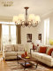 American-Style Chandelier Living Room Lamp Simple Dining Room Bedroom Fabric Lampshade Retro Country Red Antique Brushed Led Chandelier