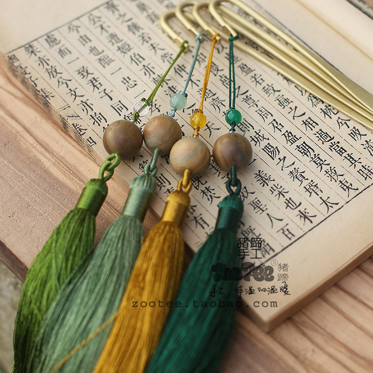 zootee classical flow Su creative metal bookmark Elegant Brass Vegan Rod Green Sandalwood