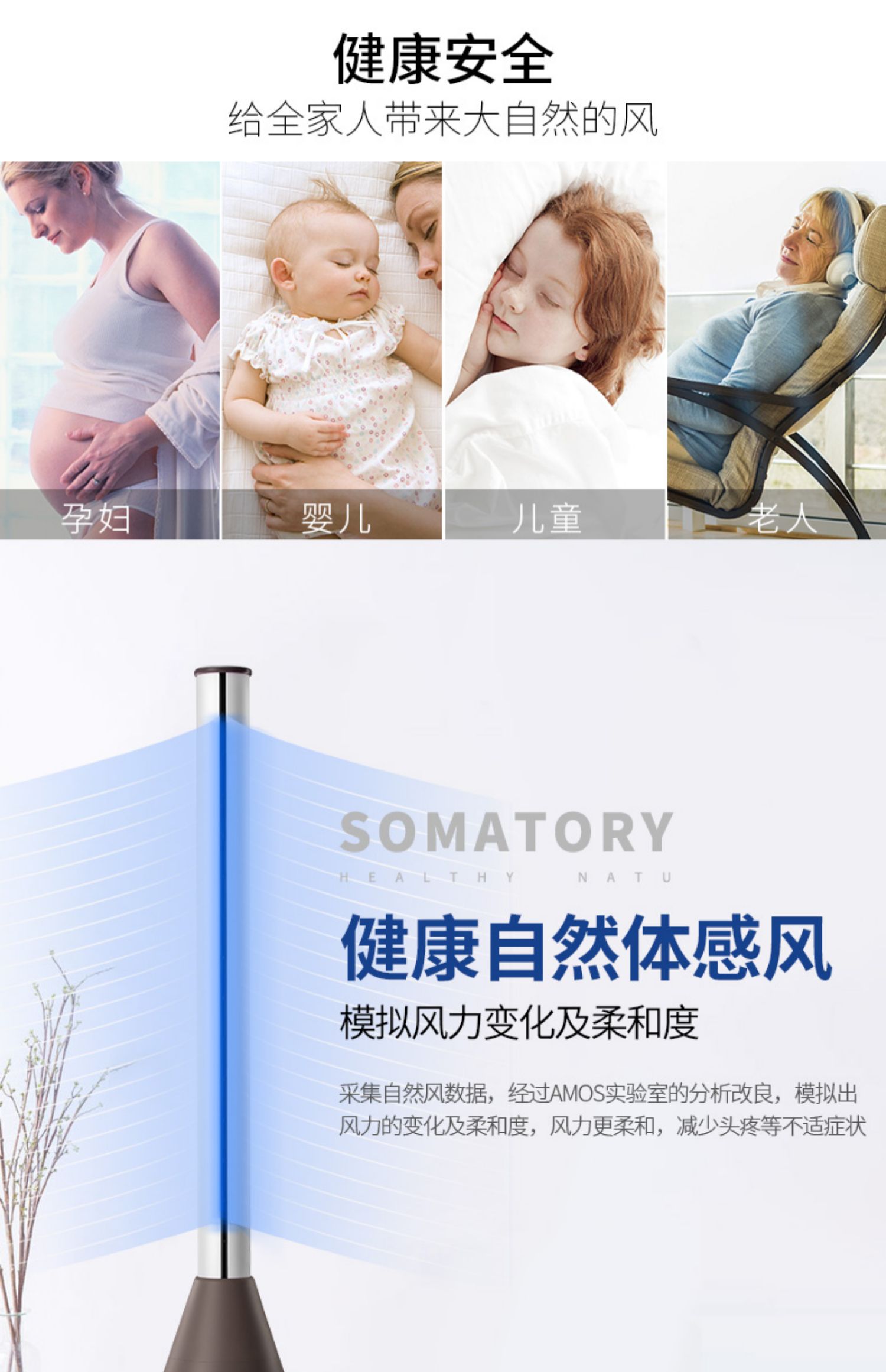 Quạt tháp AMOS Bắc Mỹ Quạt không lá quạt siêu yên tĩnh nhà ký túc xá tầng điều hòa không khí điều hòa không khí quạt - Quạt điện quạt trần công nghiệp