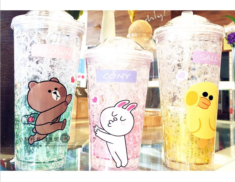 Mùa hè vỡ cốc đá sippy cốc nhỏ nước ngọt cốc cô gái dễ thương cốc nước đá đôi cốc nhựa cốc lạnh - Tách bình đựng nước thủy tinh lock&lock