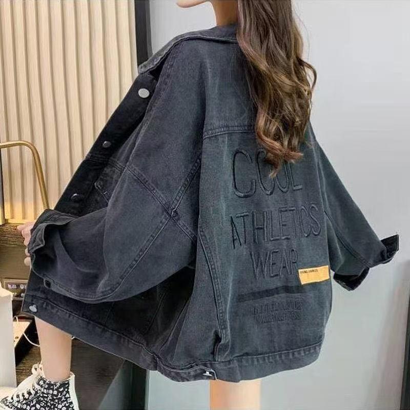 This Year's Popular Denim Jacket for Women, Embroidered, Loose-Fitting, Korean Style, Versatile, Stylish, Age-Reducing Jacket Top, Trendy