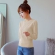 Thu đông 2018 mới thời trang Hàn Quốc áo len mỏng trùm đầu xoắn áo len cổ tròn eo cao eo ngắn tay áo len áo len cao cổ