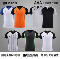 Sanheng Guangzhou football referee uniform suit mens short-sleeved V-neck game training uniform