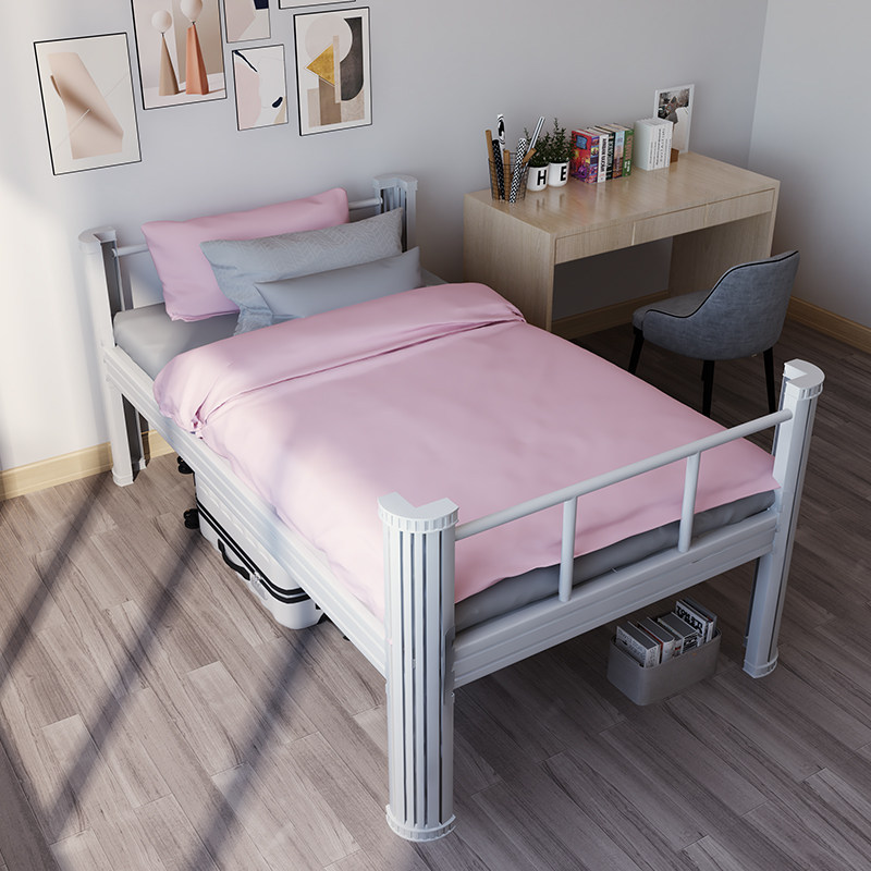 Thickened Single Layer Iron Frame Bed Staff Dormitory Single Bed Student Apartment Single Layer Iron Bed 1 2 m 1 5 m Single Layer Bed-Taobao